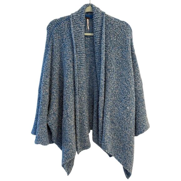 Free People Size Small BFF Cardigan Boho Wrap Boucle Blue - Picture 2 of 7